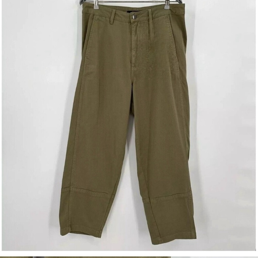 High-Rise Wide Leg Crop Pants in Olive - Picture 4 of 5